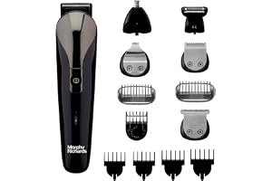 Morphy Richards Kingsman Pro 12-In-1 Grooming Kit For Men| Rechargeable All In One Men Trimmer|5 Face Nose Ear Hair Blades| Nose&Ear Trimmers| Private Part Shaving Body GroomersI2-Yr Warranty,Black