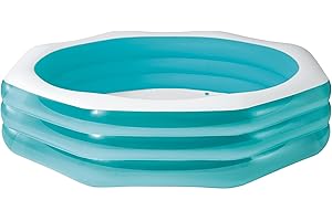 INTEX Piscine familiale octogonale Gonflable 58492EP Swim Center - Capacité : 254 x 254 x 55,9 cm - Bleu