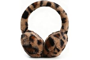 JynxtoyZeal Plysch öronmuffar, leopard plysch öronmuffar, varm vikbar mjuk plysch öronmuffar, plysch utomhus vinter plysch ör