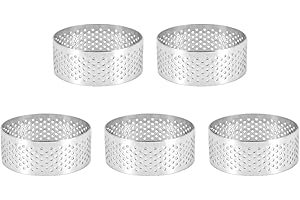 Happysnow Anillo perforado para tartas de acero inoxidable, 5 unidades de 5 cm perforado para pastel de mousse, anillos redondos de bricolaje para hornear anillos de postre