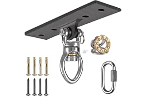 BeneLabel Wieszak na huśtawkę, hamak, torba bokserska, uchwyt sufitowy z łożyskiem, 360° obrotowy, ciężki zestaw do zawieszenia, urządzenie do mocowania belki ścianowej z drewna