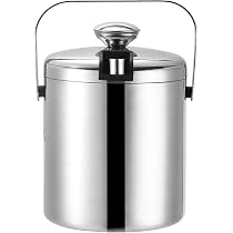 Seau à Glace Inox 1.3L TRIEBAN - Double Paroi Isolante Avec Pince Et Passoire