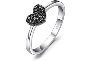 JewelryPalace Anelli Donna Argento 925, Naturale Spinello Amore Cuore Anello, Anniversario Promessa Fidanzamento Anello Donna, Anello Solitario Argento 925, Gioielli Donna