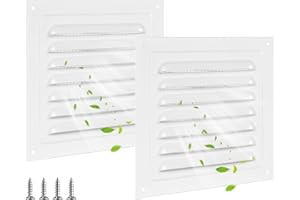 BEFUN 2 griglie di ventilazione, griglia di ventilazione quadrata in alluminio, griglia di scarico per camino, ventilazione con zanzariera per soffitti da cucina e bagno, 150 x 150 mm