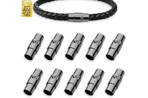 MOAMUN 10 Stück Magnetverschluss Armband, Kordelendkappen Magnetverschluss Kette, Leder Seil Armband Verschluss Verschlüsse für Armbänder für Armbänder Anklet Schmuck machen DIY Handwerk(Schwarz,3mm)