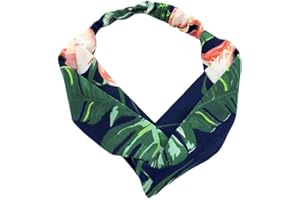 Aeromdale Turban Headband Tropical Palm Leaf Elastic Head Wrap Stretchy Twist Hairband (Navy blue) Themed Party Decoration Hair Accessoire Present for Friends