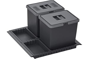 Cubo de basura SOTECH Draw 15+15L Cubo de Residuos con Tapa Sistema de Residuos para Cuerpo extraíble Ancho 60 cm