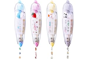 EN7JIOY 4 Piezas Cinta De Corrección Decorativa, Cinta De Corrección De Empuje, Encaje Decorativo para Scrapbooking Crafts(Nubes, Panda, Patito, Fresa)