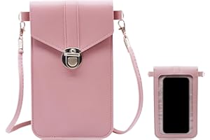 AfitLulu Custodia per cellulare da donna, touchscreen, piccola borsa a tracolla da donna, in pelle PU, con finestra trasparente e tracolla rimovibile per cellulare