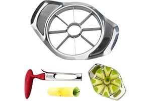 Trancheuse à Pomme en Acier Inoxydable, 2 pièces Trancheuse à Poire, Trancheuse à Fruits, Portionneuse à Pomme, Réutilisable pour une Coupe Rapide et Facile des Fruits