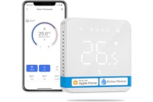 Meross Thermostat Connecté Encastrable, WiFi pour Chaudière / Chauffage au Sol à Eau, Intelligent Compatible avec Apple HomeKit, Alexa et Google Home, Commande Vocale / à Distance