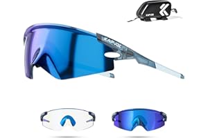 KAPVOE K410 Occhiali da Ciclismo Fotocromatici & Alta Definizione Unisex, Montatura TR90, Lenti UV400, Astine Regolabili, Include Borsa per Bicicletta, Occhiali Sportivi per MTB e Attività Outdoor