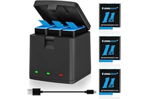 CS COOLSHOW COOLSHOW Hero 11 Batteria Hero 10 Batteria Hero 9 Batteria di ricambio 3 pezzi con Hero 11 Hero 10/9 Batteria Triplo Caricatore per GoPro Hero 11 Black,Hero 10 Black,Hero 9 Black