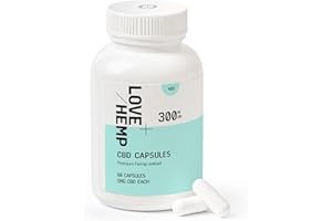 Love Hemp Capsules 60Pieces 300mg/Mild Strength 10mg per Tablet Made in UK- CBD Supplements with MCT Oil, Vegan & Gluten-Free CBD Capsules, Natural Daily Health Hemp Extract for Relaxation & Comfort