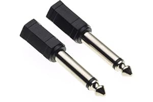 KEPLE Przejściówka z 3,5 mm na 6,35 mm, 2 Sztuki - Przejściówka z 3,5 mm męskiego monofonicznego złącza audio na 6,35 mm żeńskie złącze mikrofonowe Jack Converter