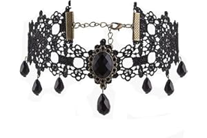 Collane girocollo in pizzo nero gotico Prosy Collane girocollo con nappa regolabile per donne e ragazze