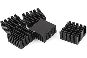 UXCELL sourcing map 5 Pcs en Aluminium Noir Ventilateur Dissipateur de Chaleur dissipateur de Chaleur 20mm x 20mm x10mm