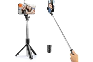 WATACHE Selfie-Stick,Erweiterbarer Selfie-Stick mit kabelloser Fernbedienung und Fülllicht, Stativ-Handyhalter für Videoaufnahmen Live Kompatibel mit iPhone 12 Pro Max/XS Max,Galaxy S21/S10/Note 10
