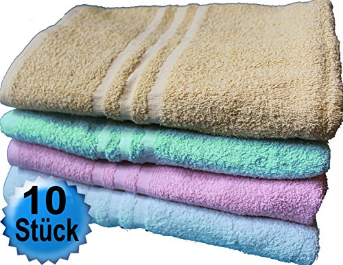 10er Pack Duschtücher Dusch-Handtücher 65 x 130 cm Frottier uni Walk