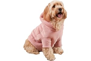 OHS Fleece Dog Hoodie Sherpa Lined Reversible Soft Cosy Easy Care Pet Clothing – Small, Blush Pink