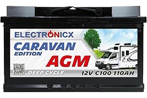 Batterie AGM pour caravane 110 Ah 12 V pour caravane et batterie solaire – Batteries 12 V 110 Ah pour camping, camping-car, bateau, système solaire, batterie Deep Electronicx.