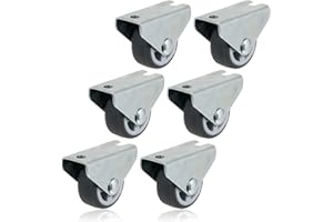 SPARES2GO Universal Castor Trolley Wheels Fixed Plate Fixing 1'' Mini Wheel (32mm, Pack of 6)
