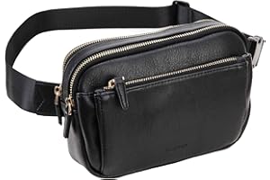 Waist Bag for Women, VX VONXURY Vegan Leather Bumbags Fanny Pack Lightweight Crossbody Belt Bag with Adjustable Strap for Outdoor Running Hiking,Black