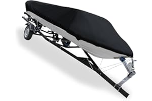 INFINAUTO 14-16ft 210D Trailerable Boat Cover Waterproof Scratch-proof Fishing Ski Bass Speedboat V-shape Stylish Design