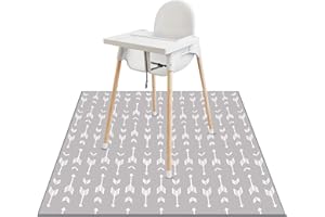 Lookka Highchair Splash Mat, 43 * 43 Inch Large Waterproof Non-Slip Baby Splat Mat Weaning Pet Spill Mat, Washable Mess Mat for Art Craft Painting and Table Cloth
