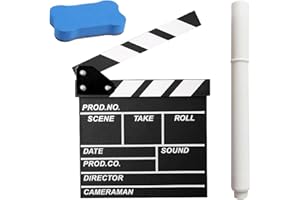 LIAMEPH Clapper Board Acrylic Clapperboard Clapper Board for Film 20 * 20cm Directors Clapperboard with Pen and Eraser Suitable for Movies Videos TV Shows Studio Scenes Parties (Black)