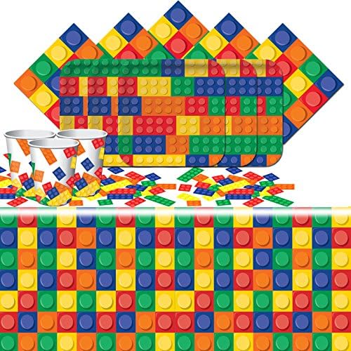 Block Party Childrens Happy Birthday Party Tableware Pack For 8 People