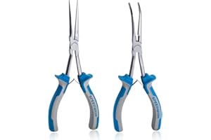 SPEEDWOX Zestaw 2 szczypiec igłowych o długim zasięgu, długie szczypce i wygięte szczypce igłowe, zestaw narzędzi do produkcji biżuterii, zginania drutu i chwytania przedmiotów w wąskiej przestrzeni