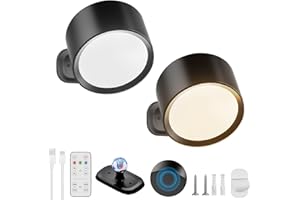 ‎VIIVUU VIIVUU Akku Wandleuchte Innen mit fernbedienung,10 Helligkeitsstufen & 3 Farbmodi, Wandlampe Ohne Stromanschluss 360° Drehbar, LED Wandleuchte Kabellos Magnetisch, USB Wandlampe 2 Stück