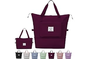 Lalagouk Faltbare Reisetasche mit großem Fassungsvermögen, tragbar, faltbar, leicht, wasserdicht, Oxford-Gewebe, Reisetasche, für erweiterbaren Wochenendsport, Fitnessstudio, Urlaub