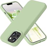 URUCHI iPhone 14 ile Uyumlu Kılıf, İ&ccedil;i Kadife Kaplamalı İnce Sıvı Silikon Tam Koruma Yumuşak Jel Silikon Kapak, A&ccedil;ık Yeşil