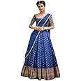 NAVKARMIT Women's Pure Pattu Silk Zari Weaving Lehenga Choli, Unstitched Lehenga Choli, Half Saree.