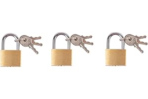 3X 2cm Brass Padlocks - Small Suitcase Luggage Travel Bag Case Backpack Gym Locker Security Key Lock - by Blackspur