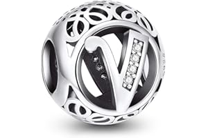 NINGAN Charme Lettre de l'alphabet Argent Sterling 925 Femmes Pearl Charm avec 5A Zircone Compatible pour Européen Bracelets