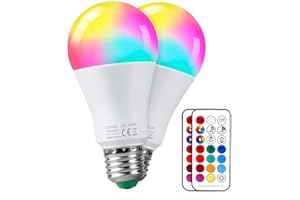 REYLAX Kolorowe żarówki LED RGBW Żarówka E27 10 W, ściemniane żarówki Edison Dual Memory 12 kolorów żarówek LED, bezprzewodowy pilot zdalnego sterowania w zestawie, do domu, baru, na imprezę KTV (2