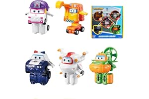 WHFMATPQB Mini Super Mini Super Wings Transformando Robot 5 Pieza Set Niños y niñas Juguetes Creativos Año Nuevo Regalo de cumpleaños de Navidad (Scoop, Astro, Kim, Swampy, Zoey)