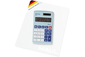 Maul Calculator M8 Calculator with Large 8-Digit Display, Standard Functions for Office, Home, Function Buttons, Coloured Solar Calculator, Battery Use in the Dark, Blue, 11.5 x 6.9 x 1.0 cm