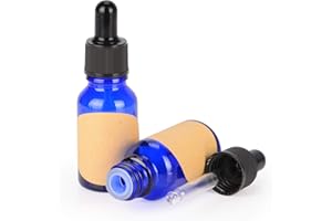 stonylab 15 ML (0,5 oz) 2-Pack Flacon Compte-Gouttes en Verre, Bleu Flacon en Verre Vide avec Compte-Gouttes en Verre Conique, Bouchon Interne et Étiquette pour Huiles Essentielles Fragrances
