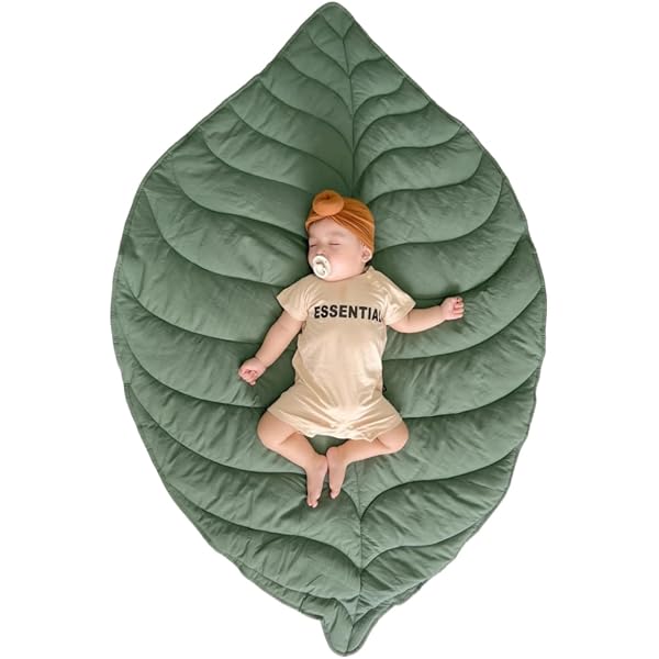 Blattförmiger Teppich Als Spielmatte – Rosa, Aus Baumwolle, Weich, Maschinenwaschbar, Für Babys & Kinderzimmer