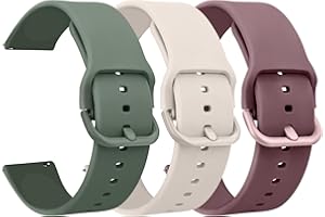 Mugust 20mm 22mm Uhrenarmbänder für Damen Herren, 20mm/22mm Silikonarmband, Schnellverschluss Uhrenarmband, Weiches Silikon Sport Ersatzarmband (22mm, Kieferngrün+Rauchviolett+Sternenlicht)