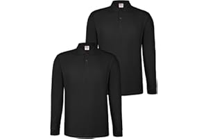 ALPIDEX Set da 2 Polo Uomo Manica Lunga Cotone Maglietta Classico Casual Tinta Unita S M L XL XXL 3XL 4XL 5XL