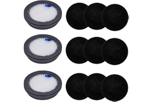Taicols 3 Stück HEPA-Filter set mit 9 Schwämme, HEPA Ersatzfilter Zubehör, Kompatibel Afoddon A200Pro/A200 ORFELD B08/C10A/C10G NEQUARE S12, S25, S26, S25Pro Serie schnurlose Staubsauger