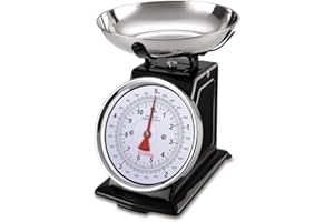 Terraillon Traditional Kitchen Scale, Manual Tare, Large Dial, 5 kg Capacity, Tradition 500 - Black