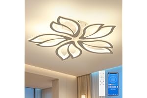 OTREN Lamparas de Techo Modernas, Regulable Plafon LED Techo con Mando a Distancia y APP para Dormitorio, Salon, Comedor, Blanco, Diámetro 60cm