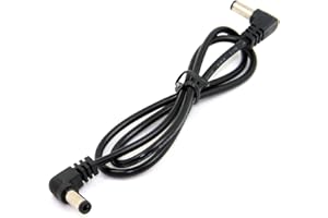 JSER DC Power 5,5 x 2,1 mm/2,5 mm macho a 5,5 2,1/2,5 mm macho cable conector en ángulo recto 90 grados 60 cm JSER