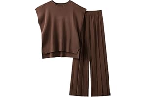 GENERIC Femmes Été Décontracté Gilet Dentelle et Pantalons Ensembles Couleur unie Tricoté Deux Pièces Pull Conjuntos Pull Tricoté Deux Pièces Paillettes Survêtement Femme